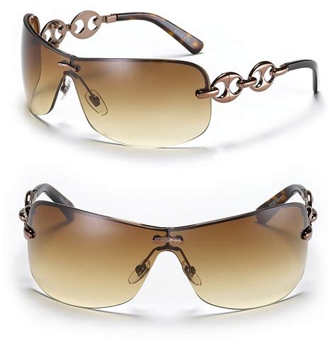 gucci rimless shield sunglasses with chain detail|gucci vintage round sunglasses.